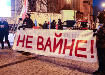 У Беластоку зладзілі акцыю салідарнасці з Украінай. Сярод удзельнікаў былі беларусы