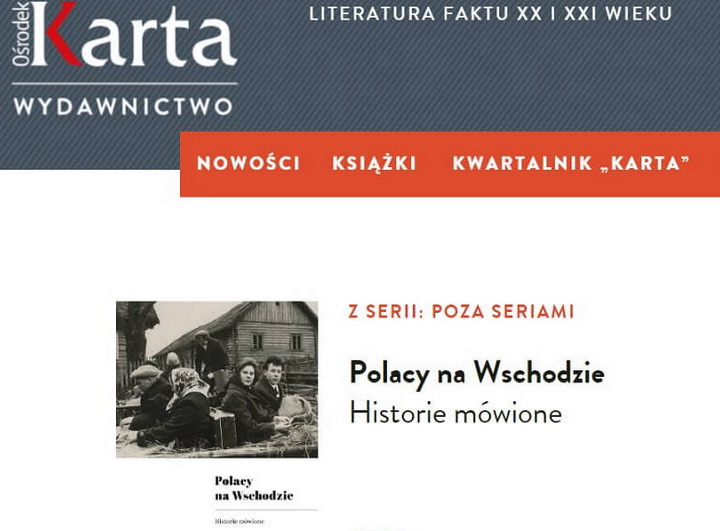 «Дзякуй Богу, што нас не расстралялі!» Фонд “Цэнтр Karta” выдаў кнігу «Polacy na Wschodzie. Historie mówione»