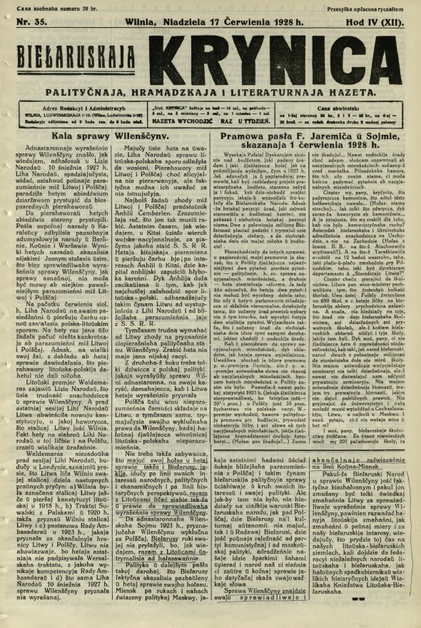 Biełaruskaja Krynica 35/1928