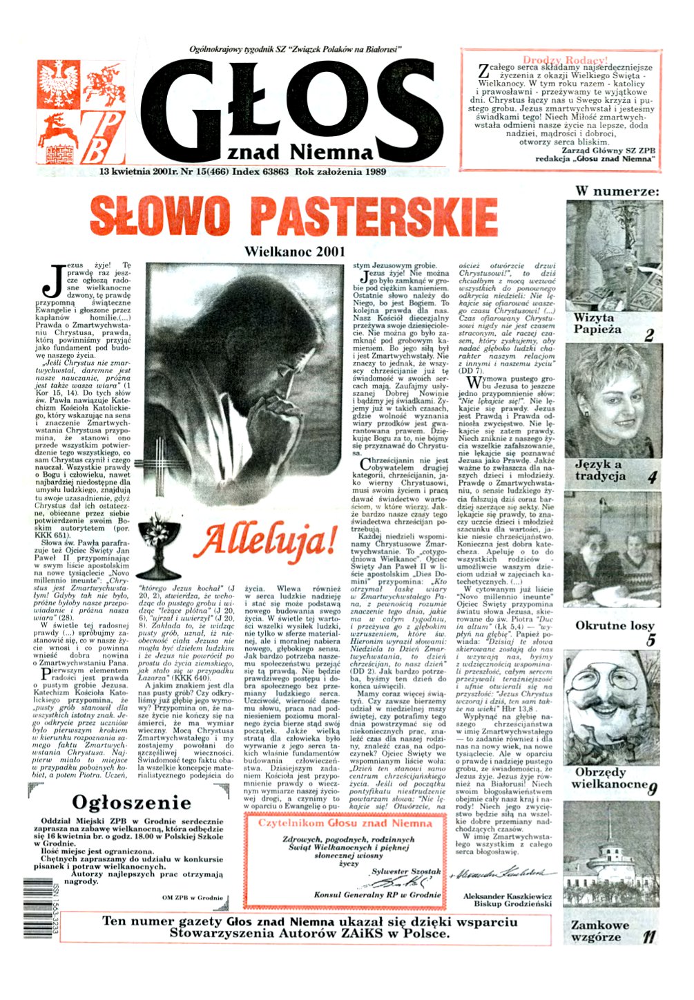 Głos znad Niemna 15 (466) 2001