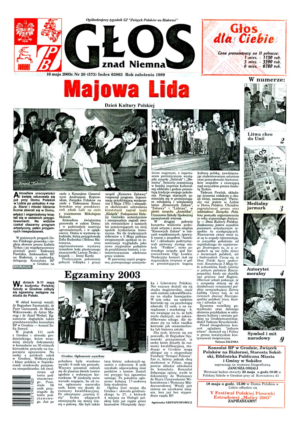 Głos znad Niemna 20 (573) 2003