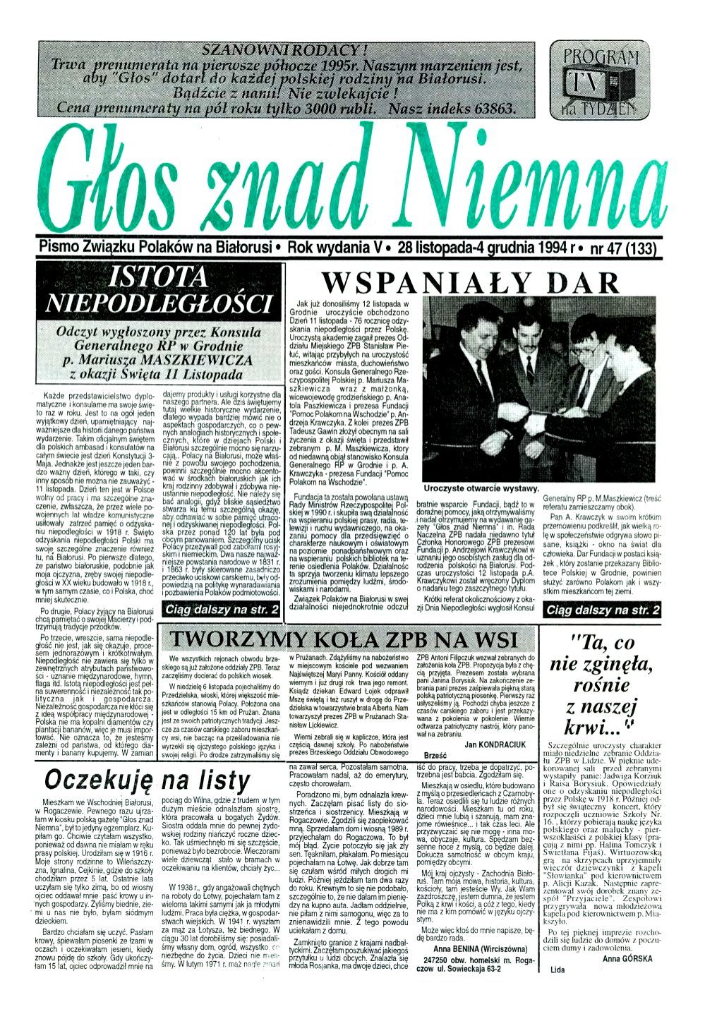 Głos znad Niemna 47 (133) 1994