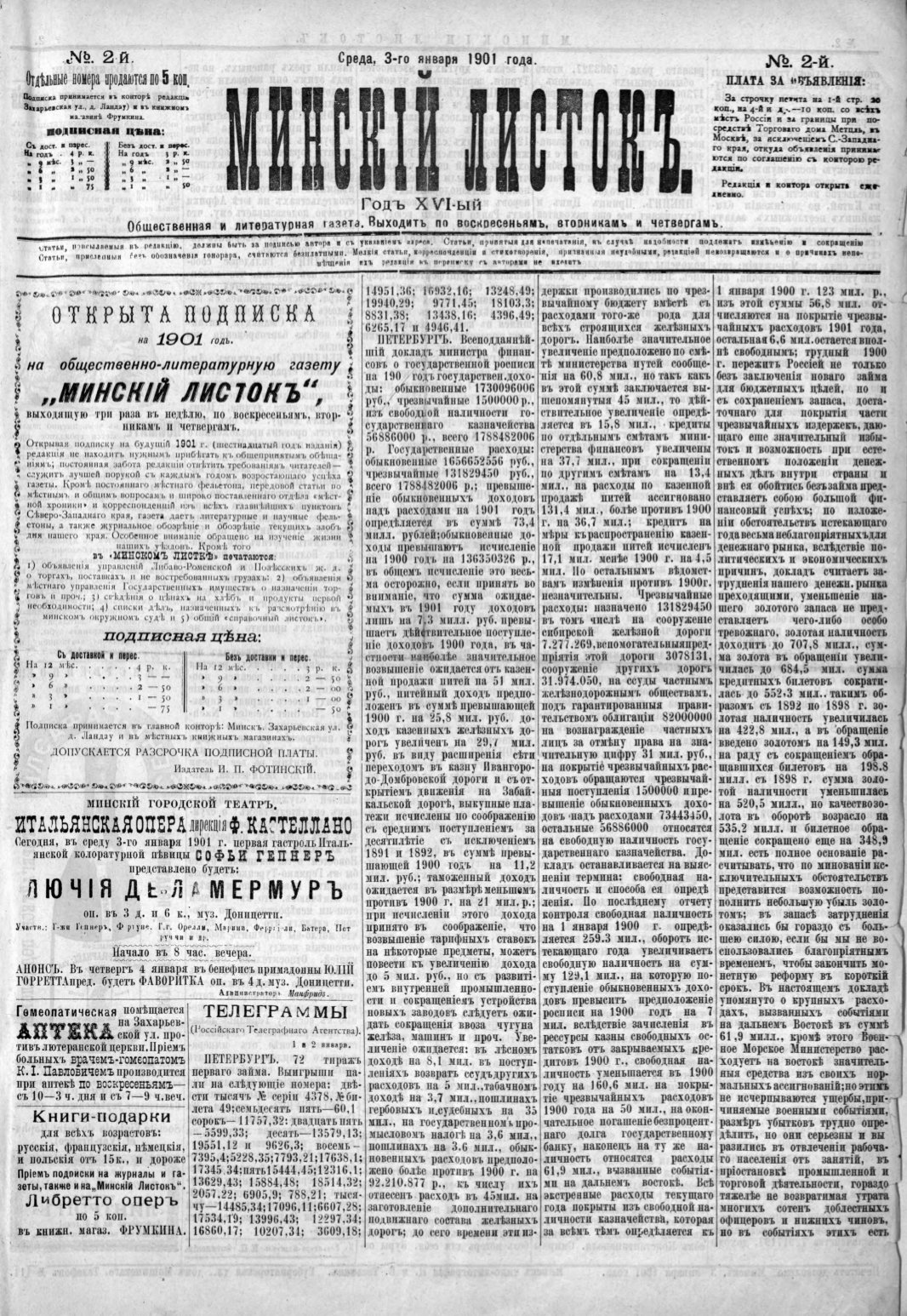 Минскій листокъ 2/1901