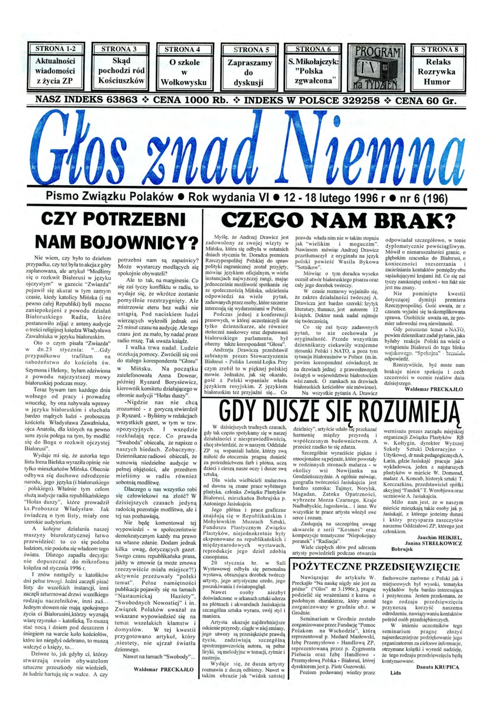 Głos znad Niemna 6 (196) 1996