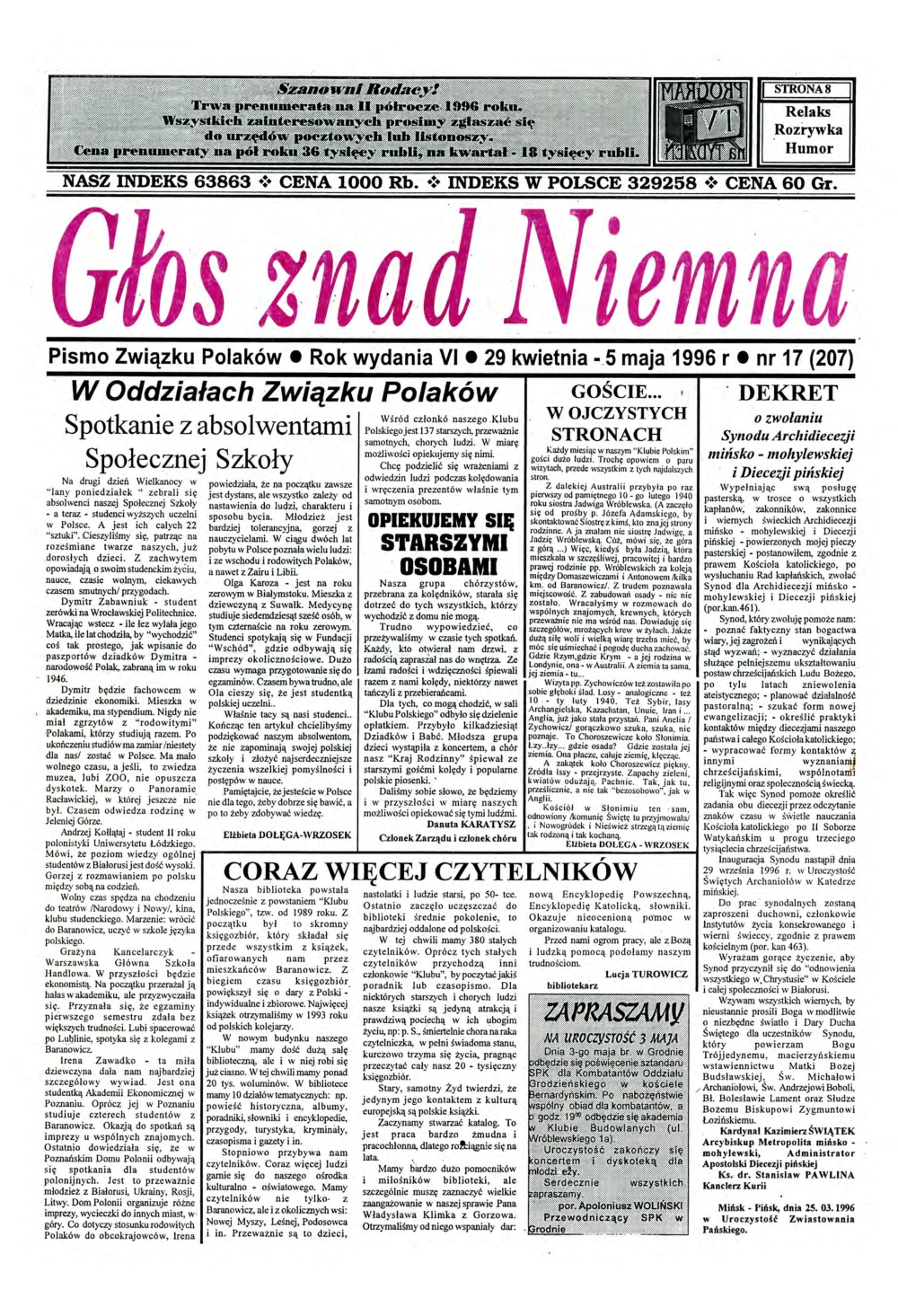 Głos znad Niemna 17 (207) 1996