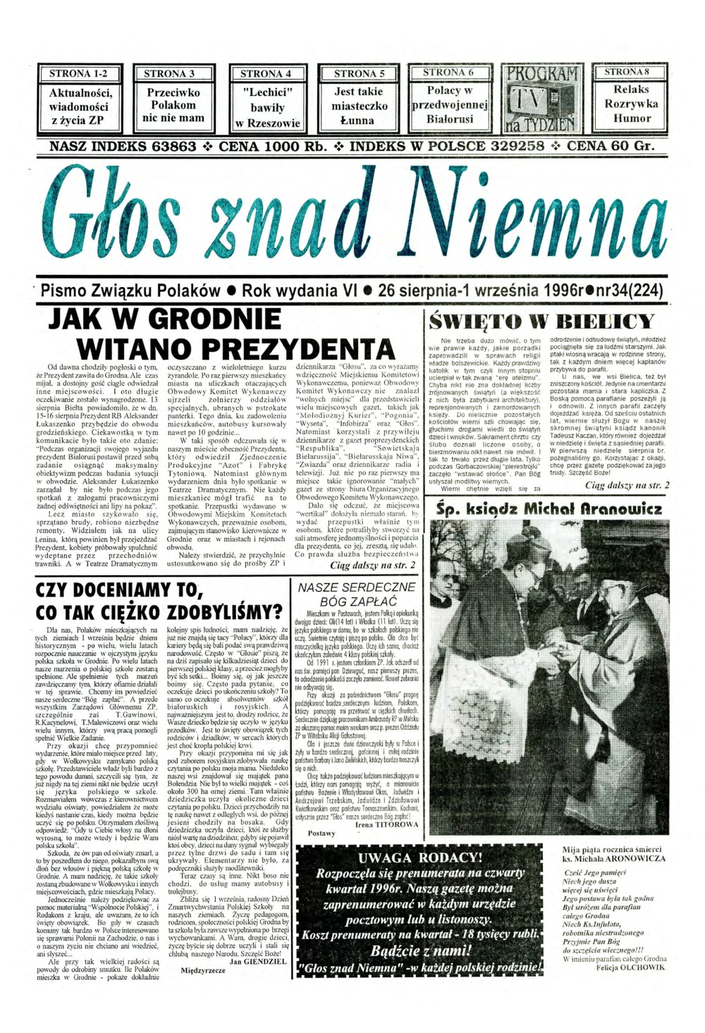 Głos znad Niemna 34 (224) 1996