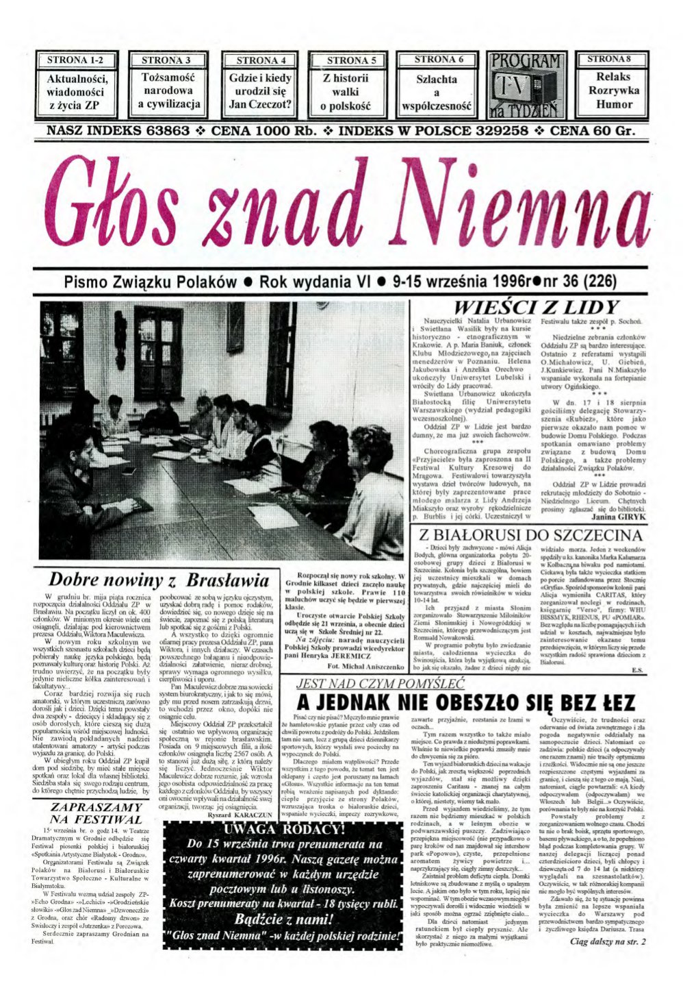 Głos znad Niemna 36 (226) 1996