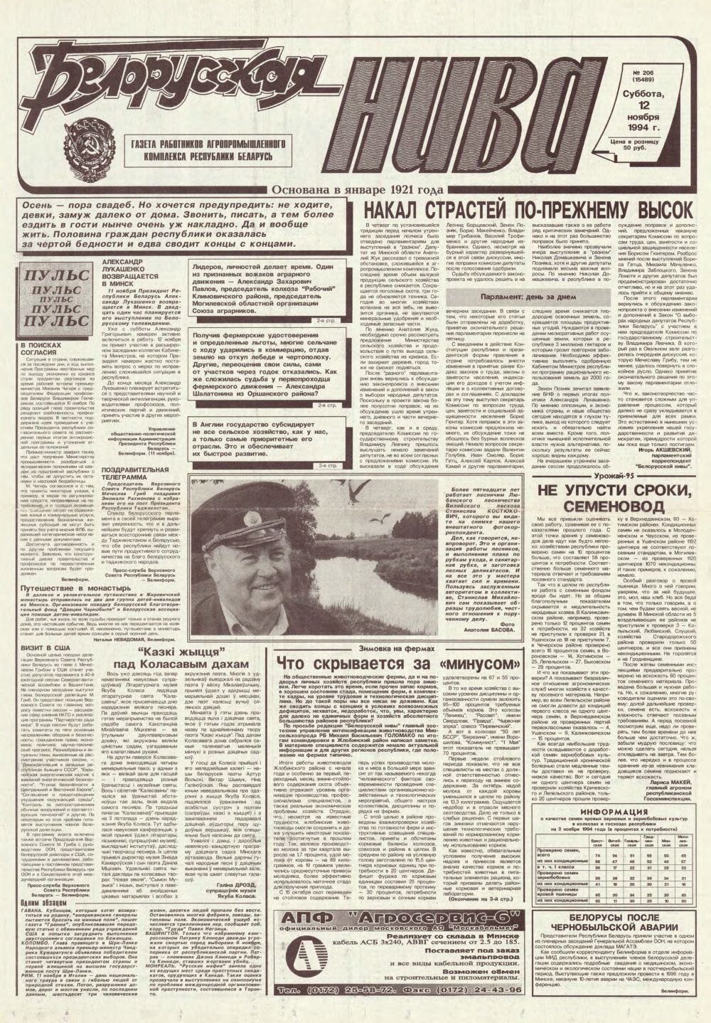 Белорусская нива 206 (15489) 1994