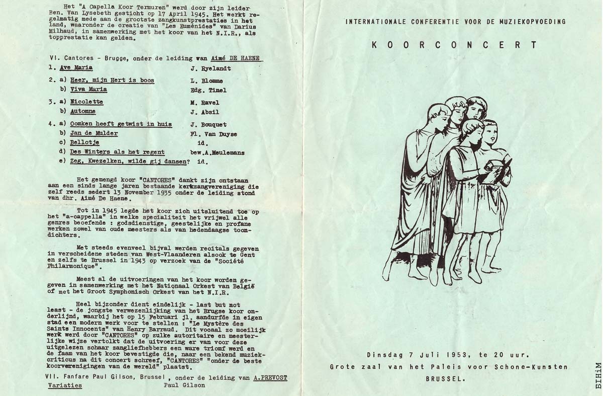 Праграма выступу Беларускага студэнцкага хору ў Брусэлі 