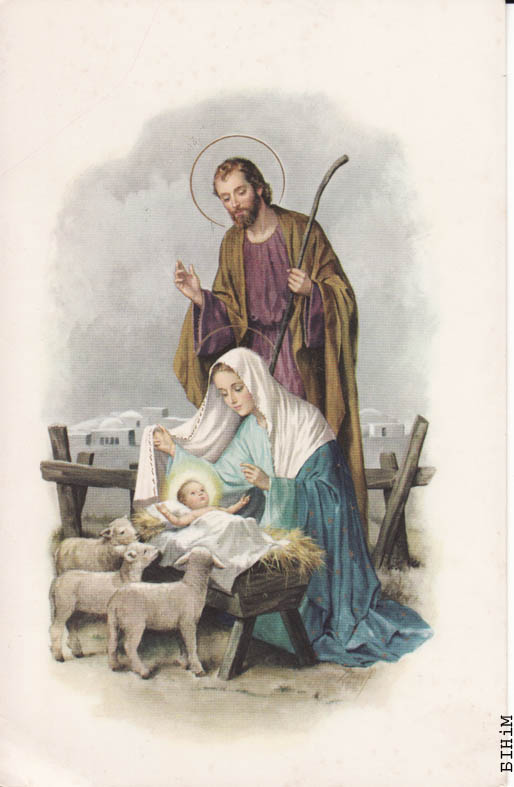 Паштоўка "Вясёлых Калядаў і шчасьлівага новага году" з цытатай "У Бэтлееме, у Бэтлееме…"